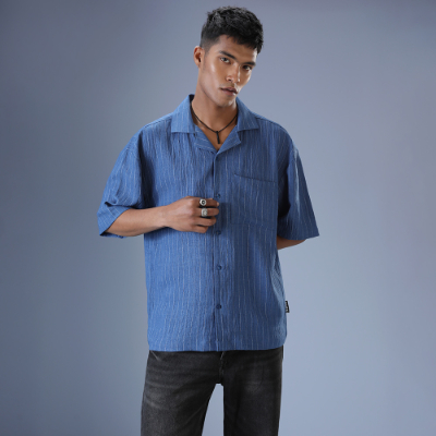 DHEU MEN'S CUBAN COLLAR SHIRT